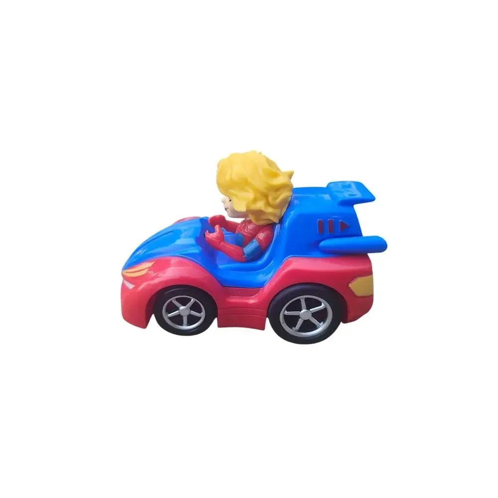 Marvel Super Hero Pull Back Car Captain Marvel 2022 Toy Vehicle 4 Inch Blue Red